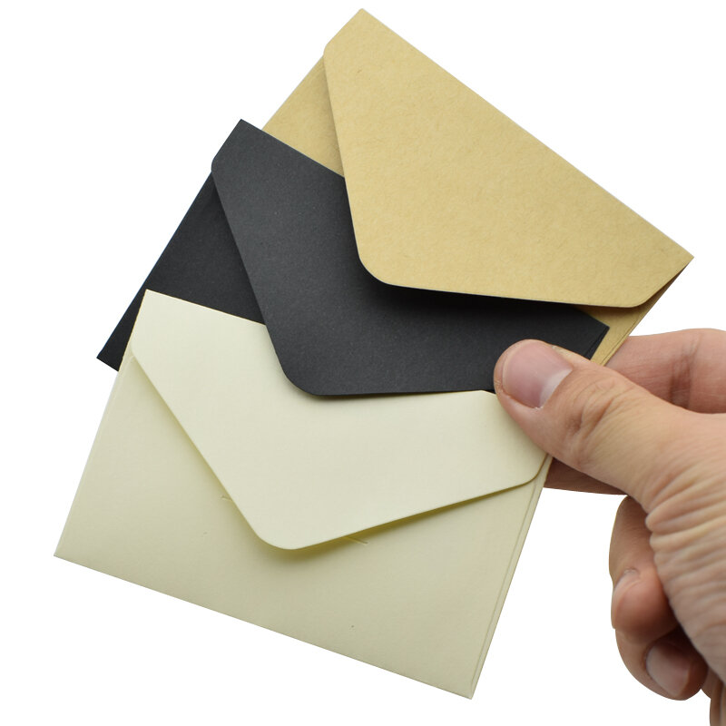 20 pçs pequeno vintage clássico papel em branco envelopes branco preto kraft mini janela envelope escrever cartas ferramentas titular do cartão de presente