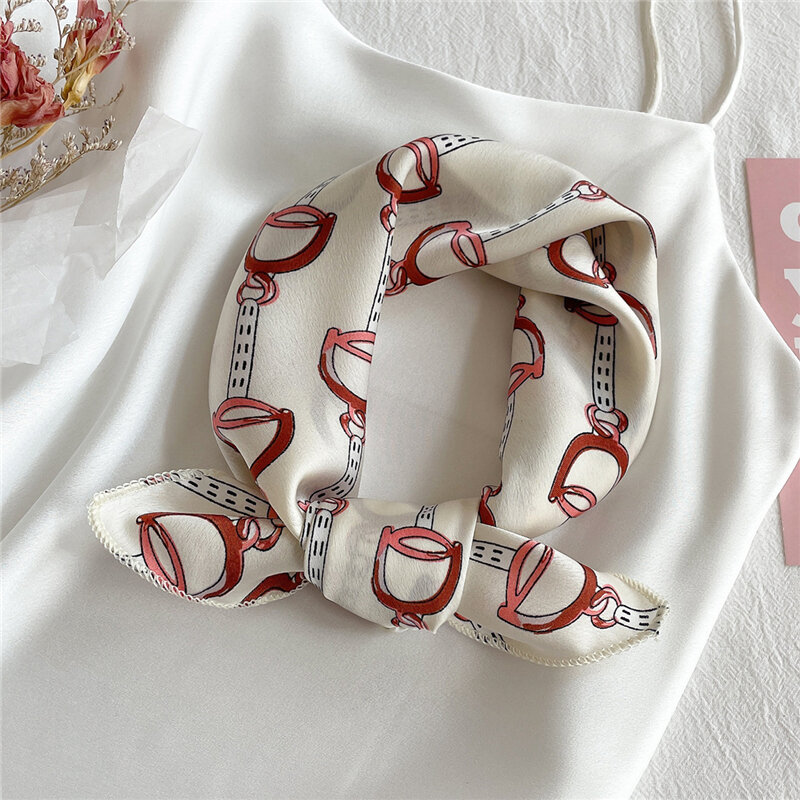 Женский шёлковый шарф-повязка, с принтом в горошек, 50 х50 см