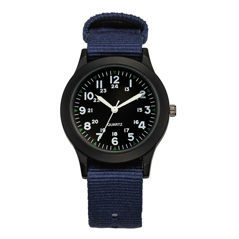 Relógio esportivo masculino, relógio de quartzo com pulseira de nylon, à prova d'água, com mostrador redondo