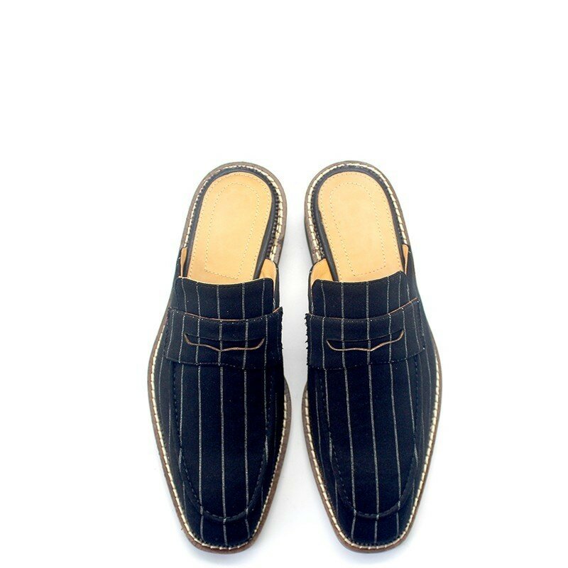Qualtiy-Sandalias de tacón bajo para hombre, zapatos de lona con punta cuadrada, transpirables, Buty, Meskie, talla grande