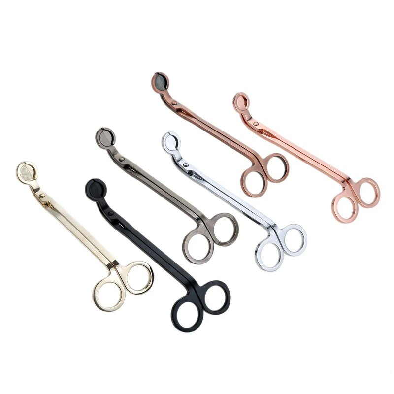 Candle Wick Trimmer Stainless Steel Candle scissors trim wick Cutter Snuffer Round head 18cm Black Rose Gold Silver Red Bronze