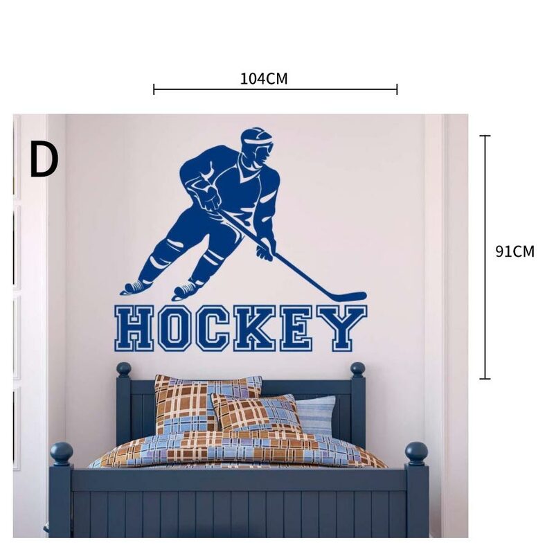 Calcomanías de pared de jugador de Hockey, calcomanías de vinilo para decoración de habitación de niños, decoración de dormitorio escolar, Art Déco