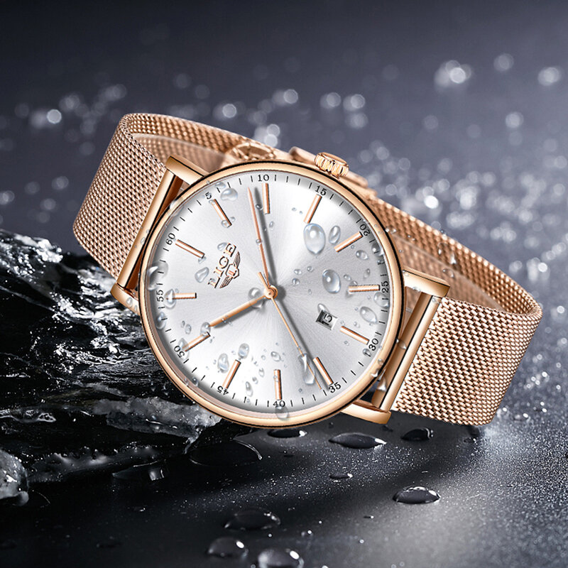 Lige s ultra-fino de aço inoxidável casual relógio de pulso de quartzo clocktop marca de luxo à prova d' água relógio das mulheres relógios moda ladie