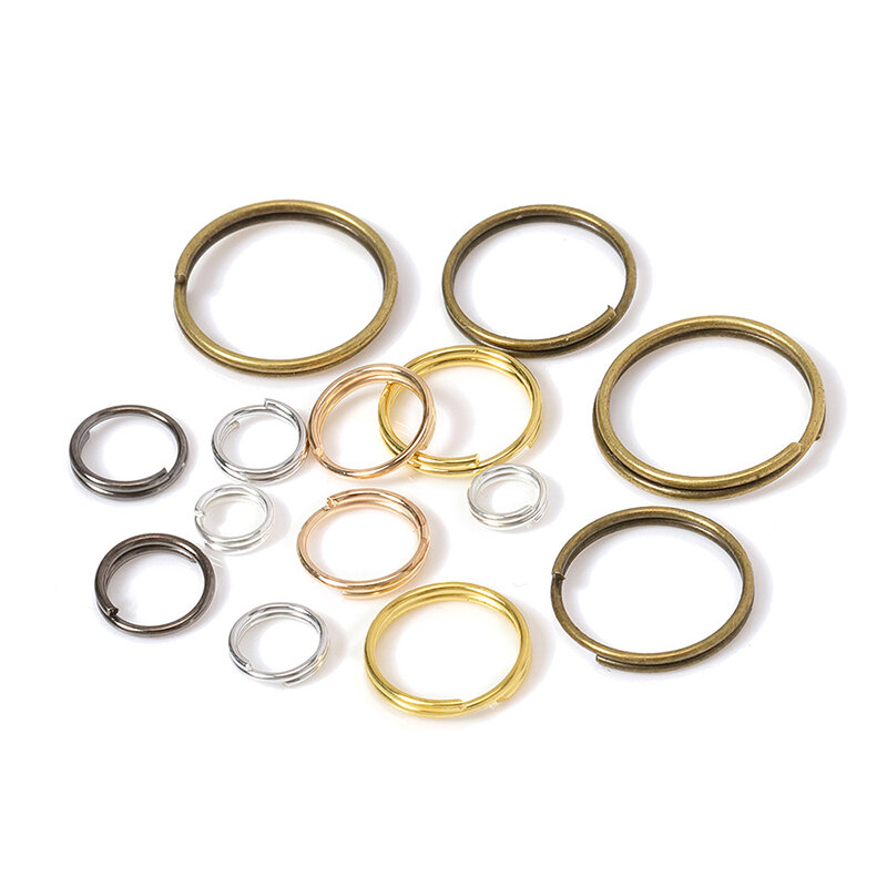 Anillo de salto abierto de doble bucle, conectores de anillos divididos, accesorios para fabricación de joyas Diy, 5, 6, 7, 8, 10, 12, 14mm, 100-200 unids/lote por bolsa