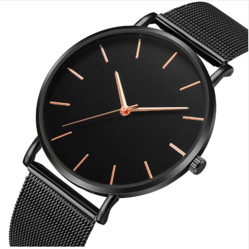 Черные кварцевые часы для женщин, сетчатый Браслет из нержавеющей стали, повседневные наручные часы для женщин, хит продаж, Montre Femme, современ...