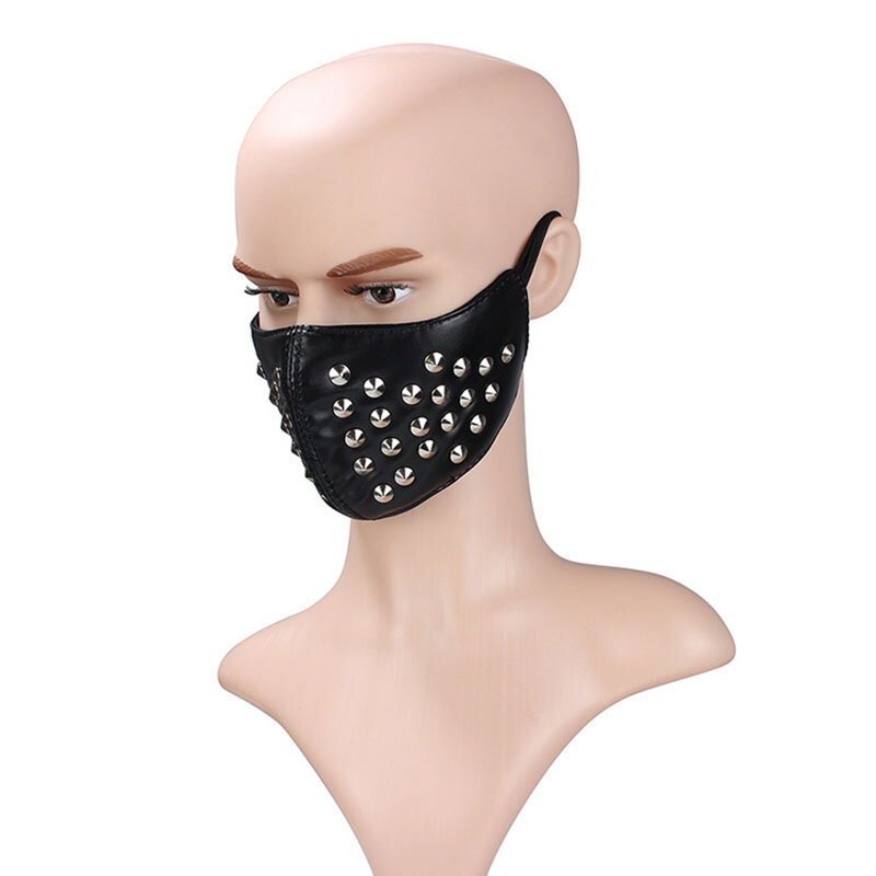 Mężczyźni kobiet Biker maska na motocykl kolec punkowy stożek Anti-fog wiatroszczelna pyłoszczelna skóra nowość maska Earloop szybka dostawa