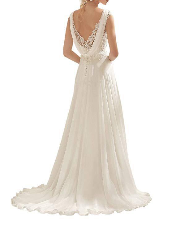 Strand Hochzeit Kleid Plus Größe Weiß/Lvory Chiffon Spitze Appliques Elegante Kleider Für Brautkleid Backless Vestido De Noiva