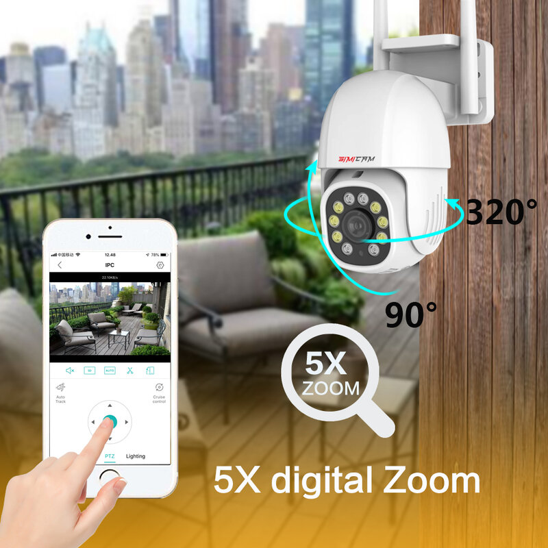 Cámara de vigilancia IP 4K con Wifi para el hogar, dispositivo de seguridad inteligente con rotación de 360 grados, doble luz a todo Color, visión nocturna, inalámbrico, para exteriores