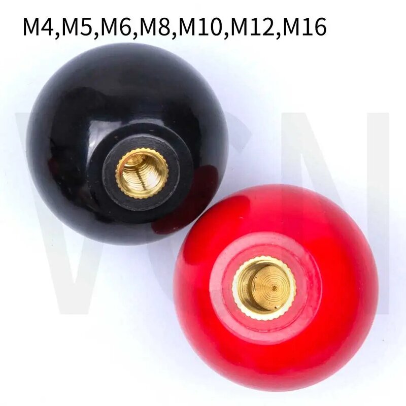 M4-M16 Black Red Round Ball Resin Ball Knobs Bakelite Lever Knob Grip Handles Of Furniture Or Machine Tool Replacement