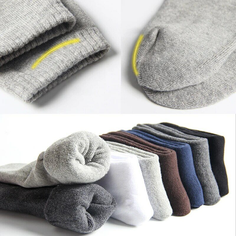 Hss Merk 100% Katoen Mannen Sokken Hoge Kwaliteit 5 Pairs Dikker Warm Business Sokken Zwart Herfst Winter Voor Mannelijke Thermische