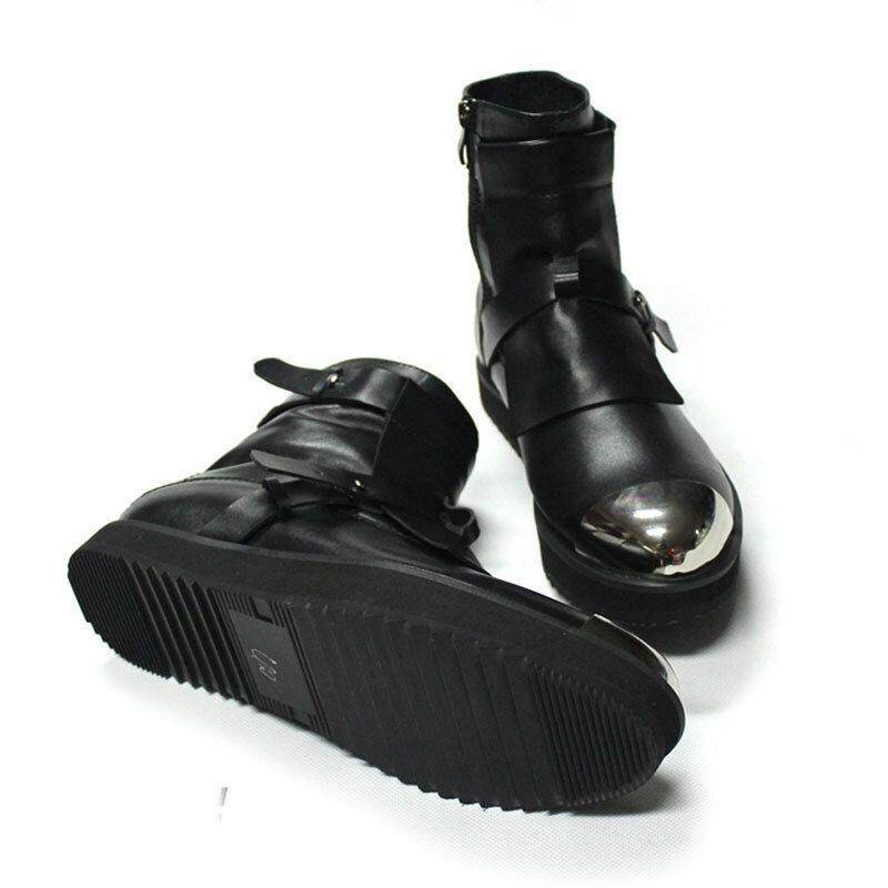 Botines de cuero Natural clásico para hombre, botas de seguridad con punta de acero y punta redonda, suela gruesa, aumento de 6 CM, nuevo diseño