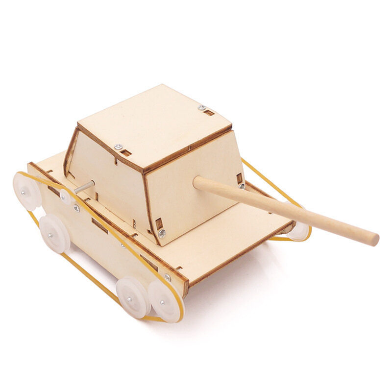 나무 스마트 탱크 섀시 수제 교육 전기 로봇 자동차 크롤러, DIY 조립 어린이 퍼즐 장난감