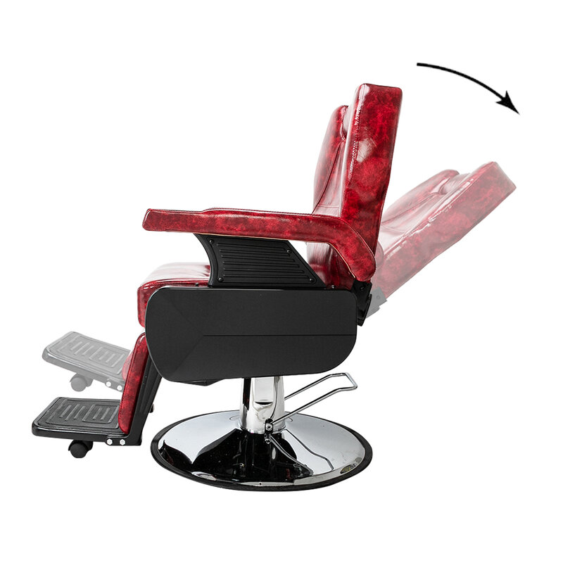 Cadeira de barbeiro clássica grande (97x70x100)cm, salão de beleza, cadeira de barbeiro, vinho vermelho