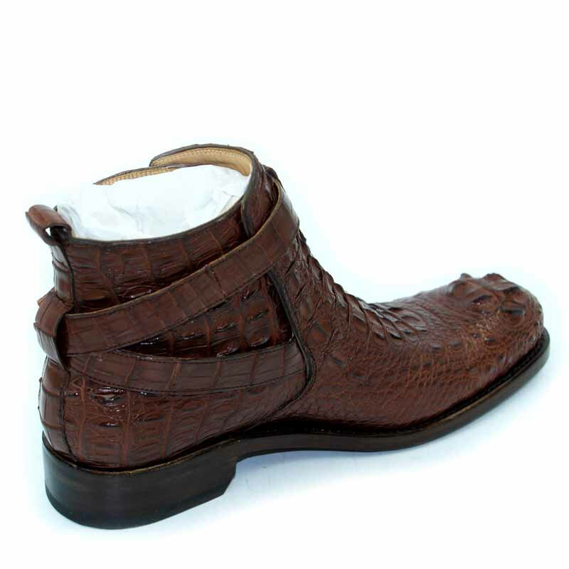 Sipriks Herren Schnalle Schuhe Dunkelbraun Krokodil Leder Stiefel Italienischen Designer Echtes Leder Sohle Stiefeletten Cowboy Männlichen