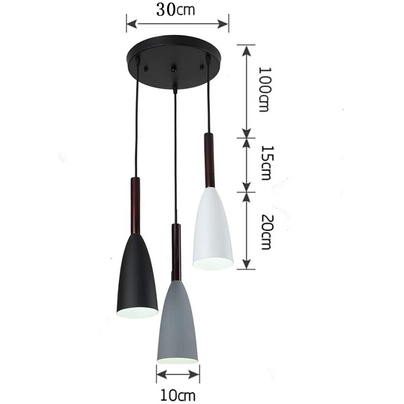 Lámparas colgantes estilo minimalista, conjunto de 3 focos de iluminación nórdica de aspecto moderno para mesa del comedor o cocina, de base E27