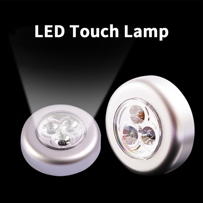 Lámpara táctil de 3 LED para armario, luz nocturna con Control táctil, inalámbrica, para mesita de noche, cocina, dormitorio, lámpara de pared alimentada por batería