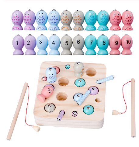Brinquedo infantil de madeira montessori, jogo magnético de dígito, quebra-cabeça de captura para crianças, presentes para meninas