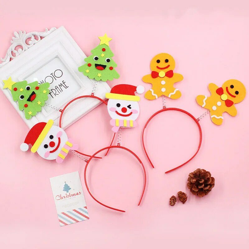 2PCS/set Christmas Headband Headwear DIY Crown Handmade Toys Arts And Crafts Hairband Xmas Gifts for Granddaughter New Years