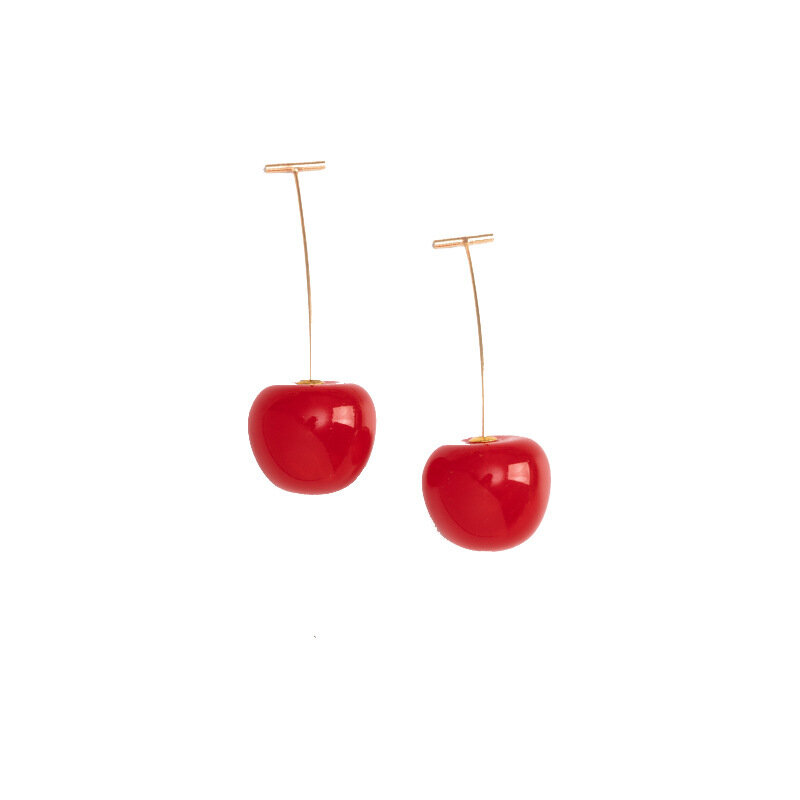 Pendientes de cereza roja de simulación para mujer y niña, aretes de resina dulce, regalo para estudiantes, 1 par, nuevo, gran oferta