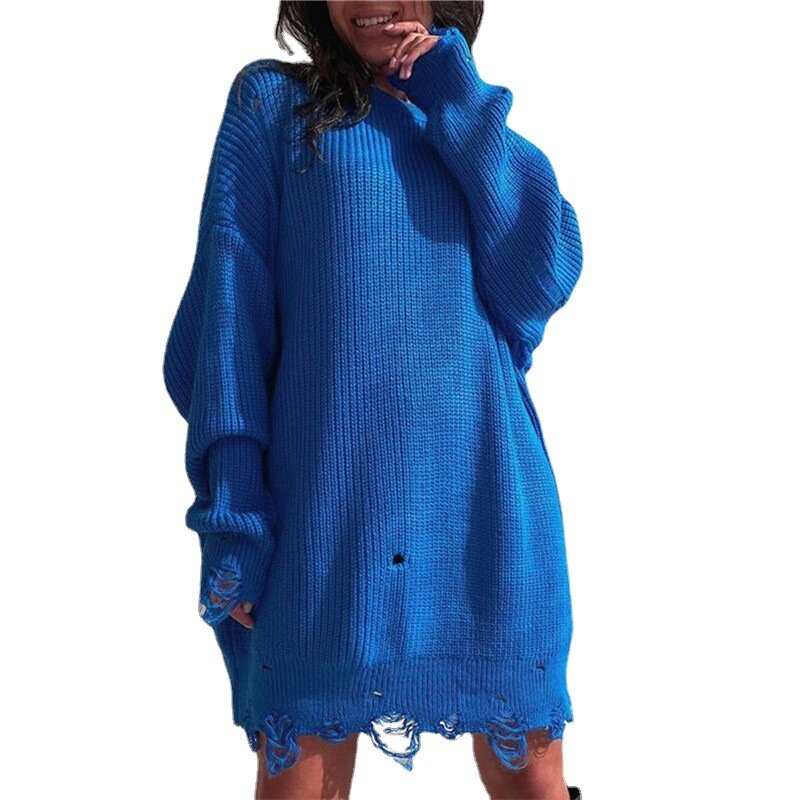대형 스웨터 탑스 캐주얼 파티 섹시한 클럽 스웨터 드레스 2021 Y2K 여성 니트 그린 오 넥 풀오버 긴 소매 옷