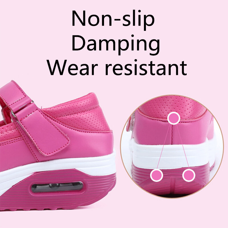 STRONGSHEN-zapatos informales de cuero para mujer, calzado de enfermera con plataforma de fondo suave, planos, deportivos, de ocio, de boca baja