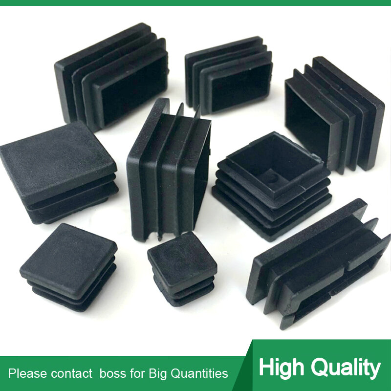 Tapón Cuadrado de plástico negro, tapón de inserción de tubo, 10x10 ~ 100x100mm, 2/4/10 Uds.