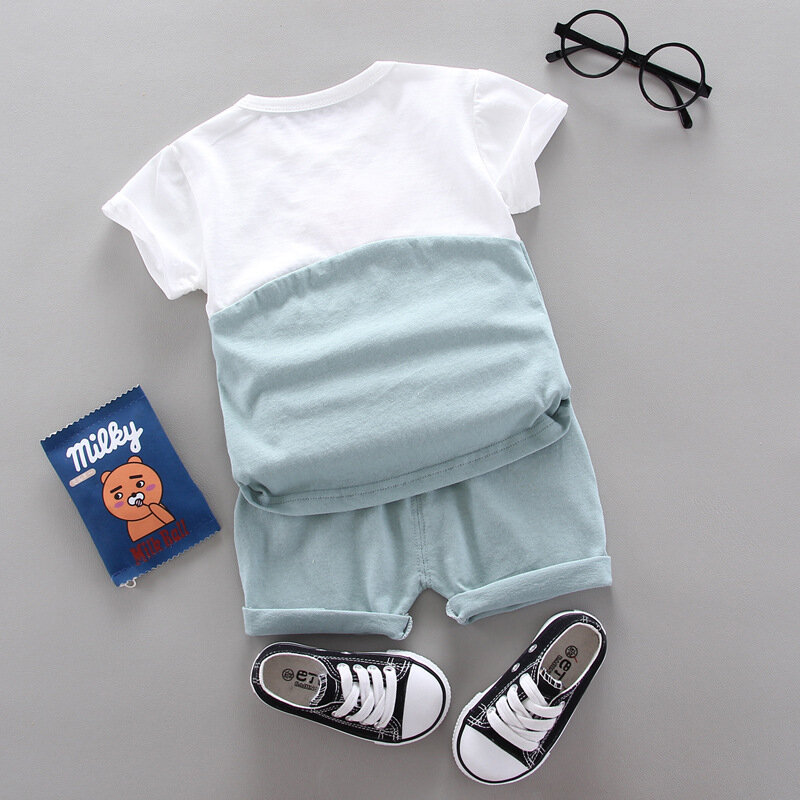 Ensemble de vêtements d'été pour nouveau-né garçon, t-shirt et pantalon, tenue décontractée, dessin animé, à la mode, 2 pièces, 2020