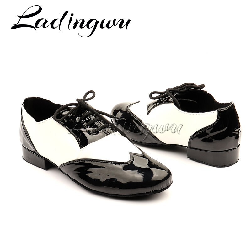 Ladingwu-Chaussures de danse latine carrées en cuir véritable pour hommes, chaussures de danse de salon modernes pour hommes, 2.5cm