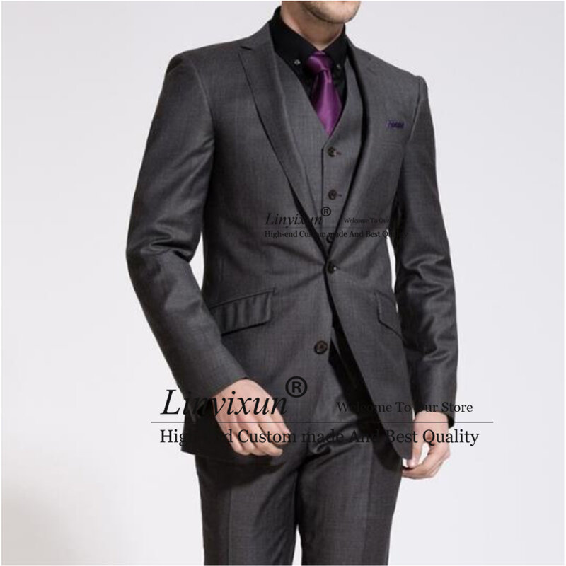 Traje clásico negro ajustado para hombre, Blazer Formal de negocios, esmoquin para novio, conjunto de 2 piezas, chaqueta de banquete, pantalones, Terno Masculino