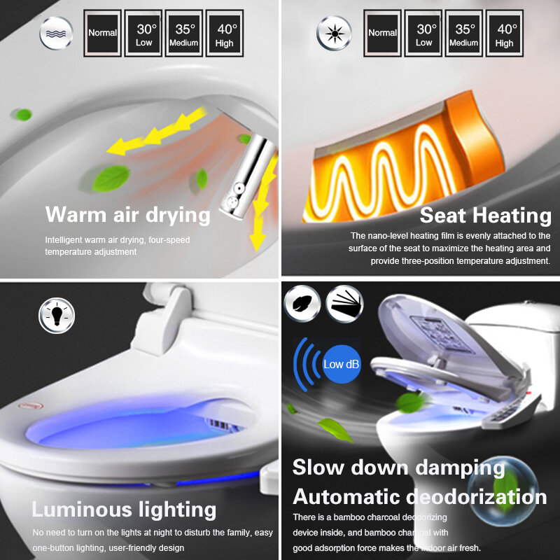 FOHEEL Smart Toilet Seat Electric Bidet Cover Intelligent Bidet Heat Clean Dry Massage Intelligent Toilet Seat F5