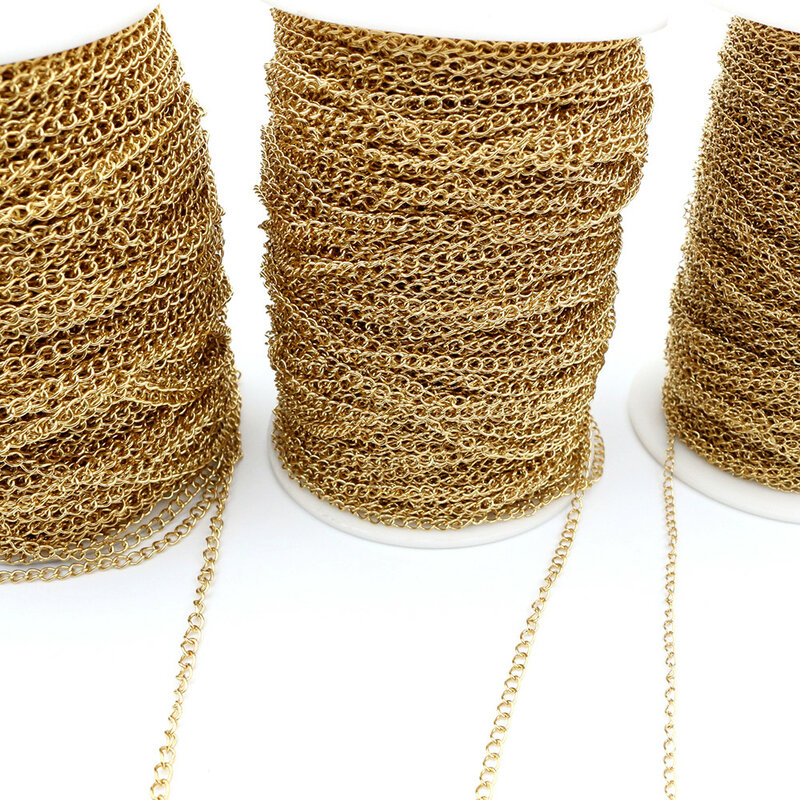5 Meters/partij Nooit Vervagen Rvs Gouden Ketting Kettingen Bulk Voor Diy Sieraden Bevindingen Maken Materialen Handgemaakte Supplies