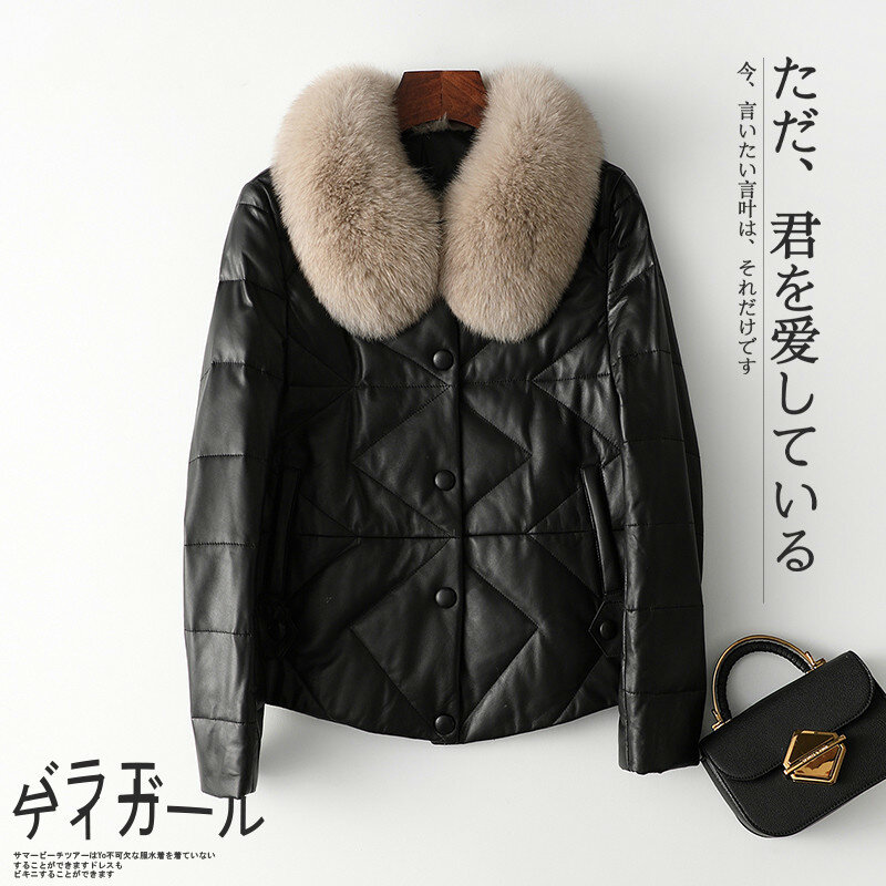 Inverno jaqueta de couro genuíno roupas femininas 2020 pato do vintage para baixo casaco + gola real raposa quente chaqueta mujer hiver 2093