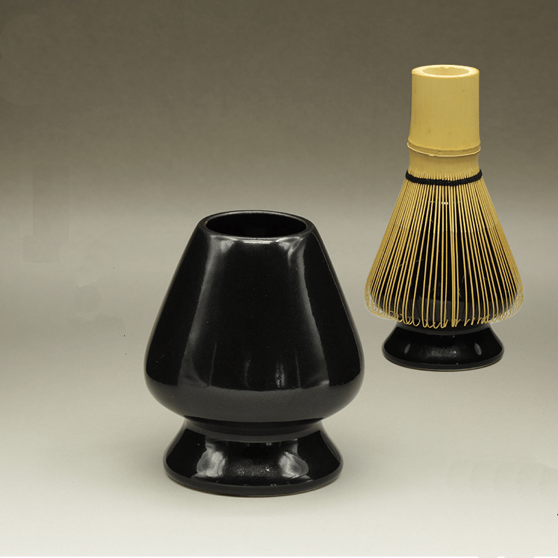 Soporte para batidor de Matcha de cerámica negra, Kusenaoshi, Chasen, moldeador japonés, soporte para té en polvo