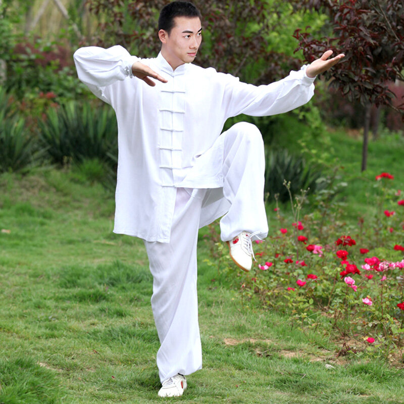 Uniforme de Tai chi algodón 4 colores Wushu ropa de Kung fu niños adultos artes marciales Wing Chun traje 110cm-185cm