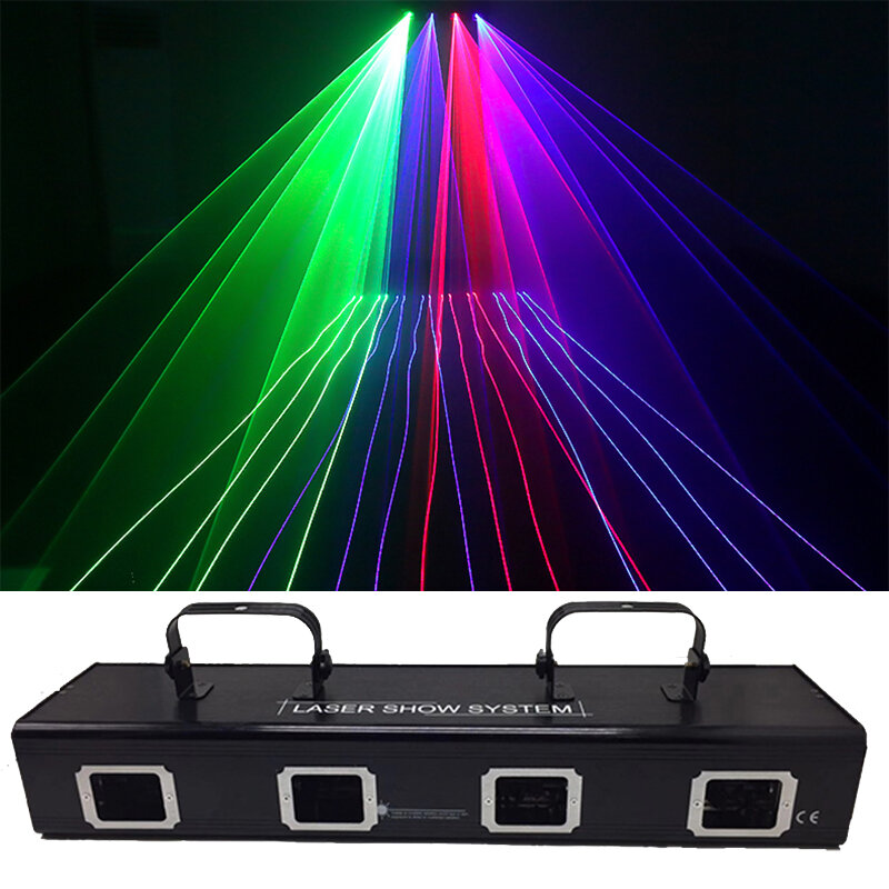 Powerful Red Green Blue Pink Laser Beam Line Scan Disco Lazer 4 Lens Bar DJ Laser Good Use For Home Party KTV Night CLub Bar