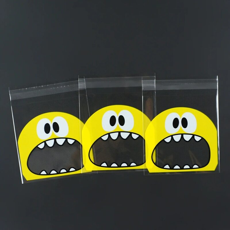 100pcs/Lots Baking Package Cartoon Big Mouth Monster Self-Sealing Bag  Candy Chocolate Gift Packaging Party Supplies