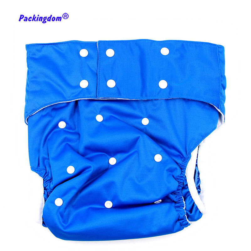 Couche-culotte imperméable en tissu pour adulte, taille unique, ajustable, réutilisable, bleu, avec 2 Inserts