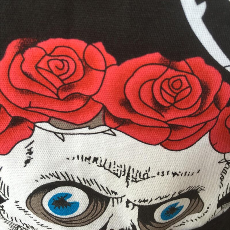 Retro Katoen Vintage Schort SP1562 Halter Black Rose Skull Gedrukt Bloemen Keuken Schorten Voor Vrouwen Lace Up