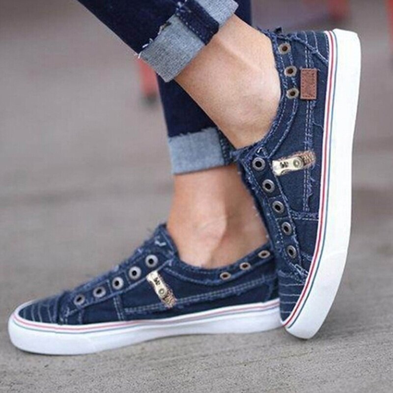 6 สีผู้หญิง COMFORT รองเท้าผ้าใบทุกวัน SLIP-ON รองเท้าแบนรองเท้าผู้หญิงนักออกแบบ Loafers Zapatos De Mujer รองเท้า