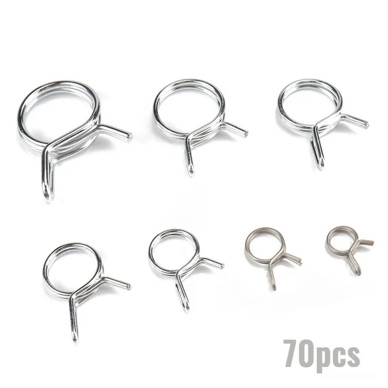 70Pcs Stainless Steel Fuel Spring Clips line hose tube spring clamp Φ6-Φ18