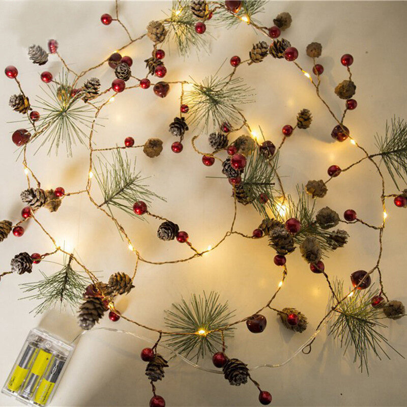 2M 20LED alambre de cobre de Navidad guirnalda de luces de hadas con pilas guirnalda de decoración de Navidad para fiestas bodas Navidad
