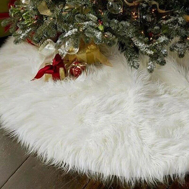 Soft Pure White Plush Tree Skirt Luxurious Tree Skirt Thick Exquisite Small Fresh Tree Skirts Christmas Tree Accessories New