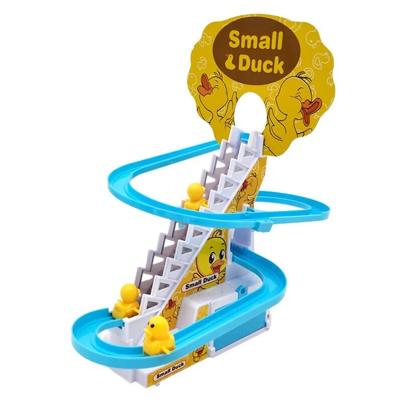 Elektryczne kaczki schodki do wchodzenia zabawki dla dzieci kolejka górka zestaw zabawek elektryczne światło muzyka rozrywka wspinaczka schody utwór zabawka dla dzieci zabawki