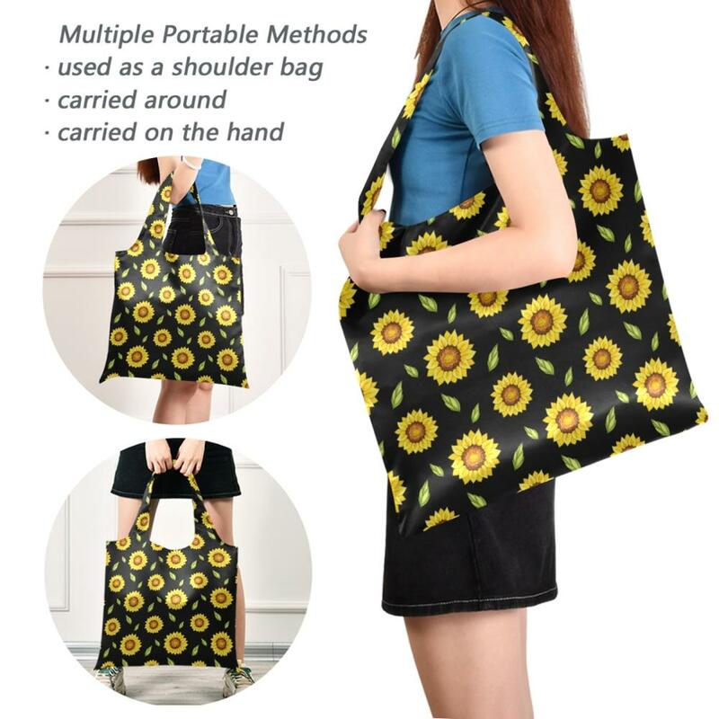 2021ใหม่Reusable Sunflowerช้อปปิ้งกระเป๋าผู้หญิงกระเป๋าพับได้แบบพกพาผ้าEco Groceryกระเป๋าพับขนาดใหญ่ความจุกระเป๋าถือ