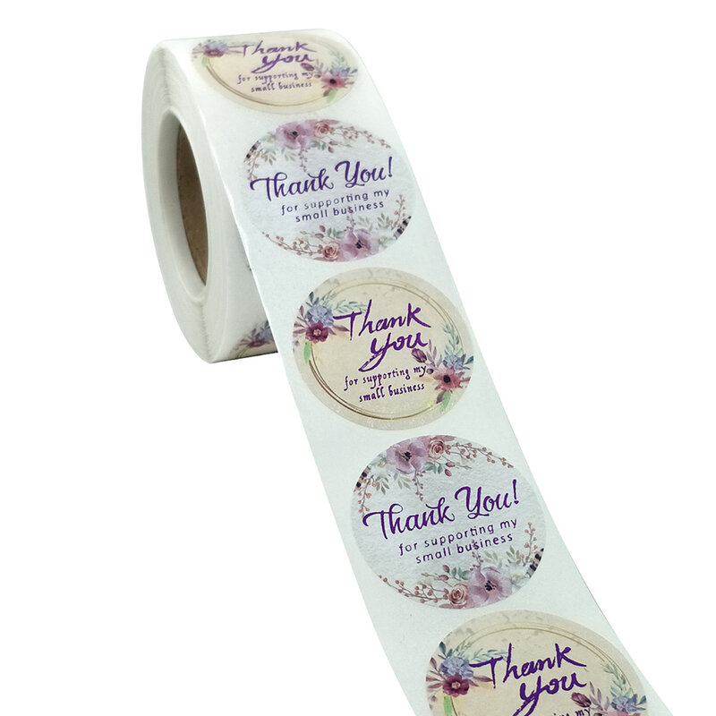 500 pçs gilled flor obrigado você adesivos 3.8cm papelaria adesivo envelope selagem decoração etiqueta