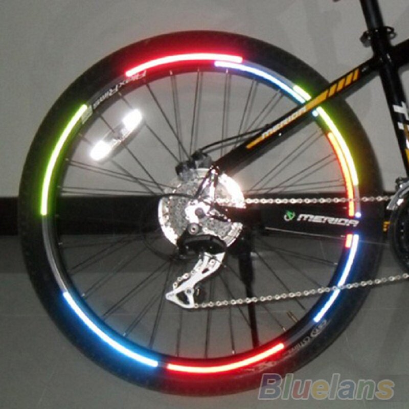 Светоотражающие наклейки для велосипеда, наклейки на колеса, светоотражающая лента, защитные полоски, наклейки на колеса велосипеда для детей, 8 наклеек