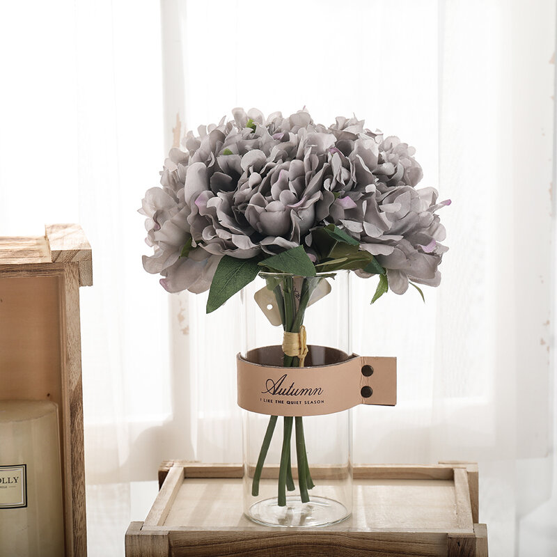 5 pezzi grande seta bianca Bouquet di peonia artificiale fiori decorazione matrimonio casa tavolo grandi fiori finti forniture per san valentino