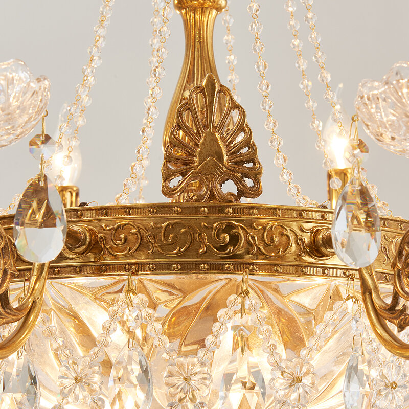 Lustre de cristal cobre europeu sala estar jantar quarto estudo francês luxo retro villa tribunal lâmpadas personalizadas