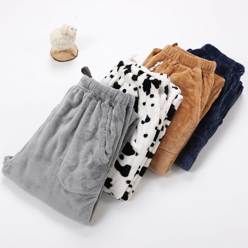 Fdfklak-pantalones de franela para mujer, pantalón grueso y cálido, con varios estilos, ropa de salón para parejas, para invierno, M-XXL