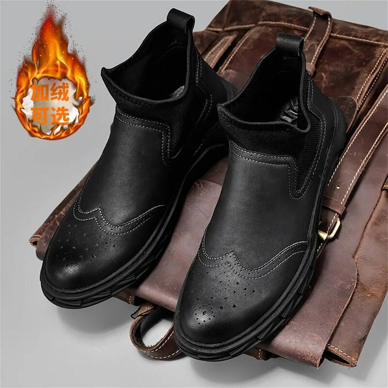 Новые высококачественные кожаные мужские ботинки челси Martin, Нескользящие износостойкие рабочие ботинки, высокие теплые бархатные ботинки